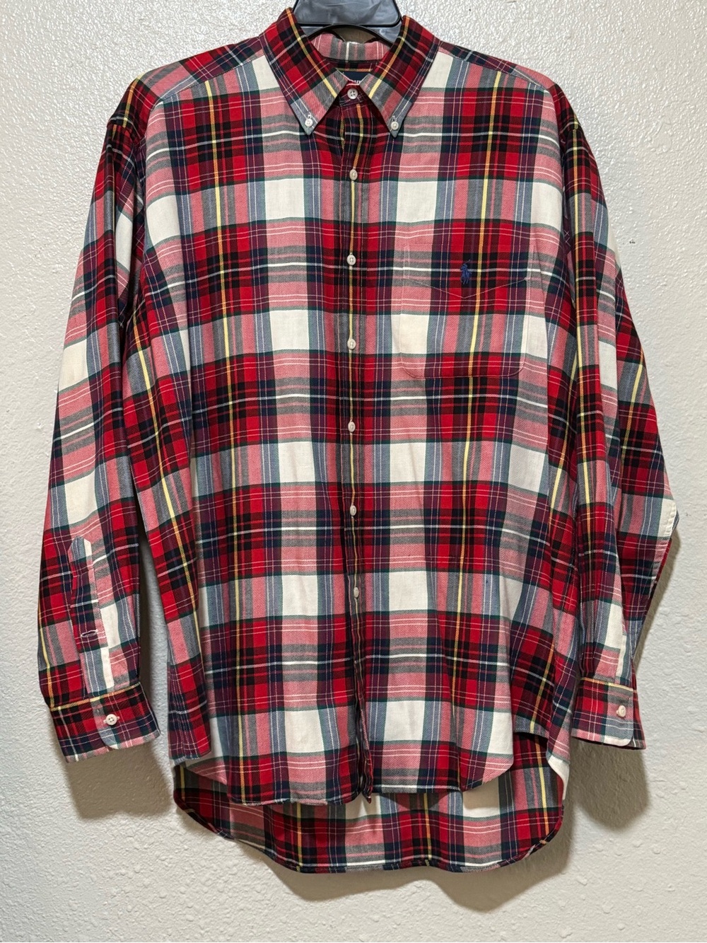 Ralph Lauren Blaire Cotton Mens L Tartan Plaid Button Down Casual Pony Preppy